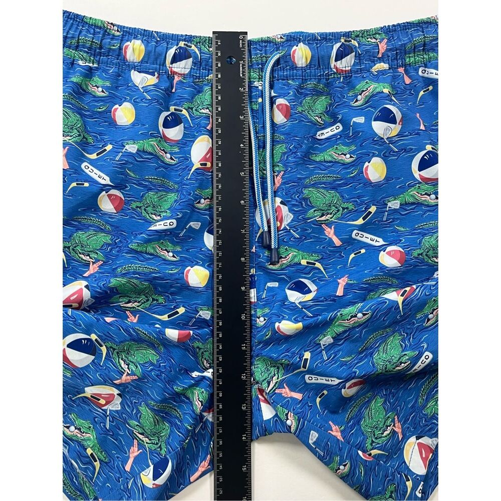 Peter Millar Crown Blue Alligator Golf Beach Print Swim 7” Trunks Mens Large - Picture 11 of 12